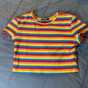 rainbow striped crop top